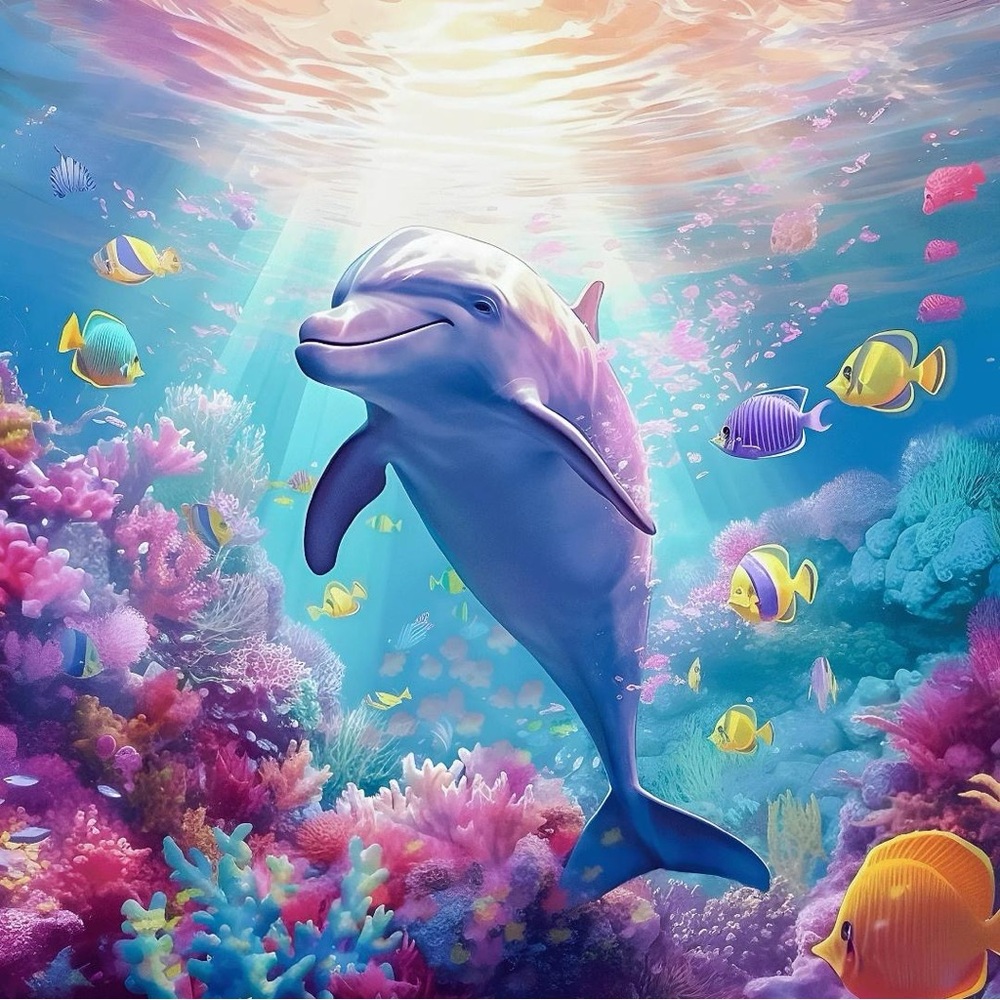 A 12” x 12” Colorful Underwater Scene on canvas